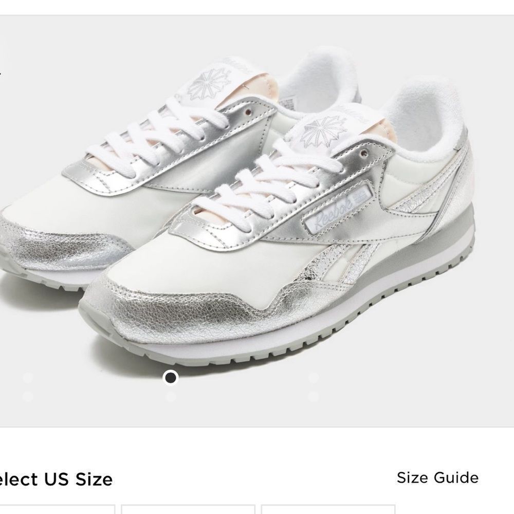 Reebok Classic White and Silver Sneakers